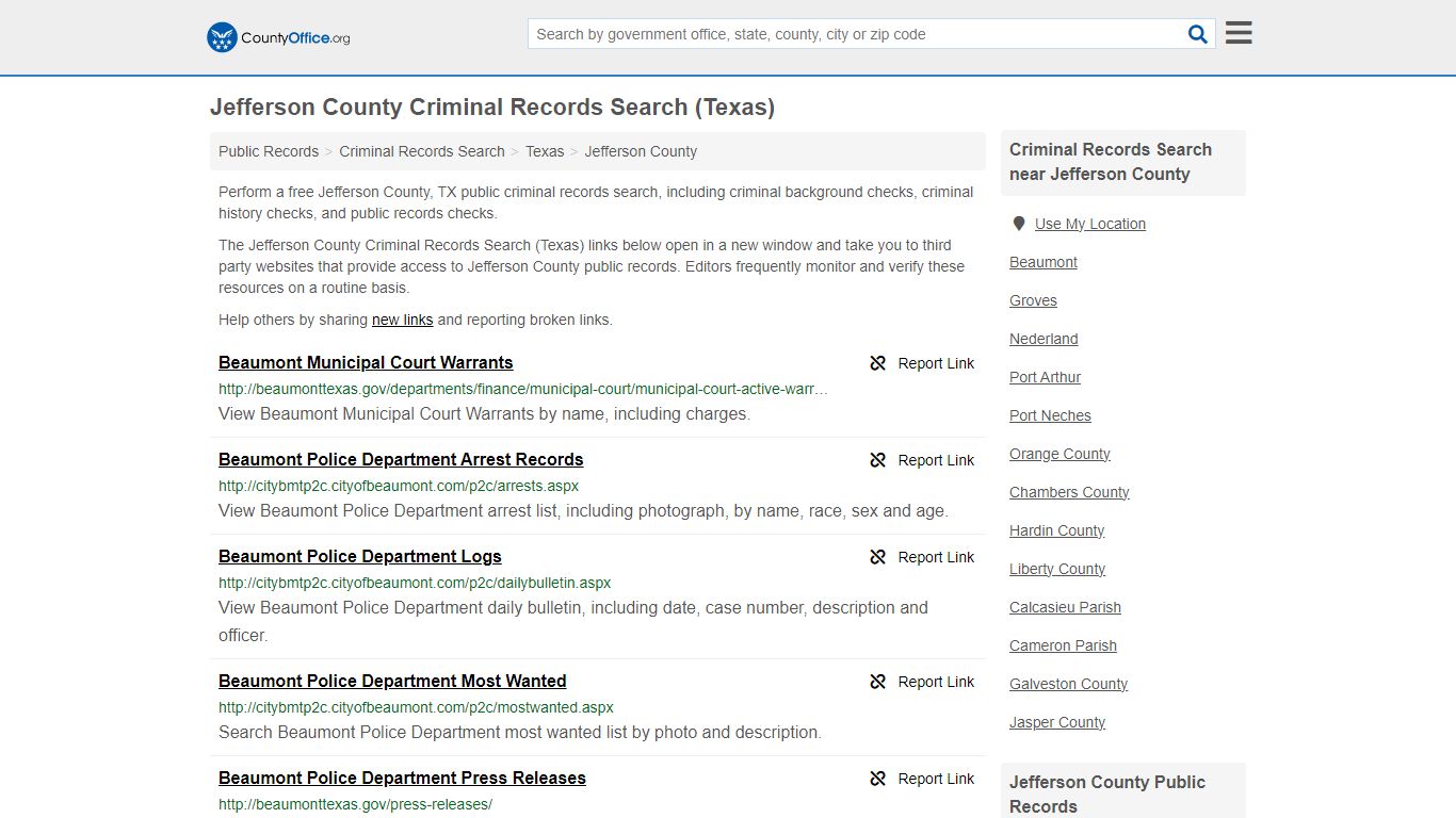 Criminal Records Search - Jefferson County, TX (Arrests, Jails & Most ...